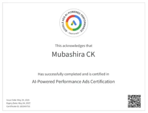 Ai powerd performence certification home page by top freelance digital marketer in Malappuram