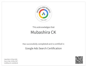 google ads search certification home page by top freelance digital marketer in Malappuram
