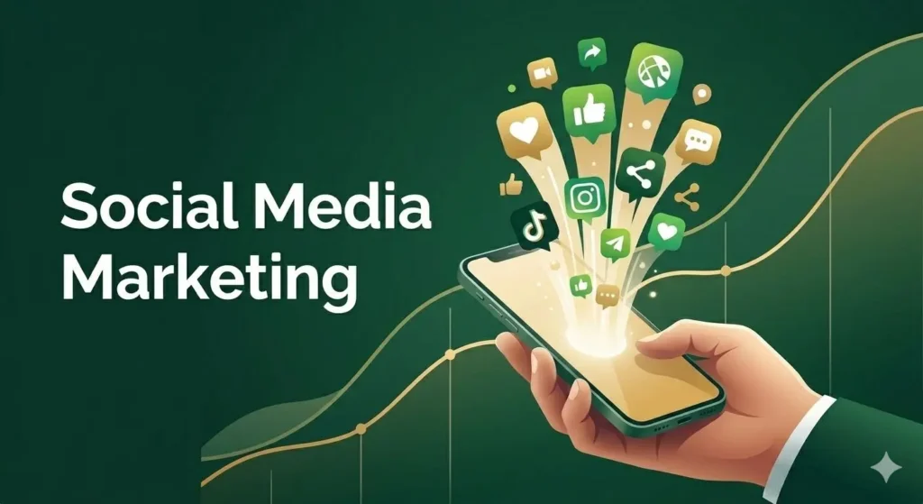 social media marketing image in blog page